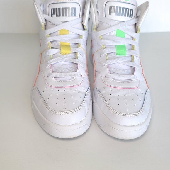 Puma Backcourt Mid Rainbow white sneaker size 10.5 - Picture 3 of 8